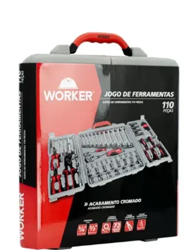 Kit Maleta De Ferramentas Jogo 110 Peças Completo Worker