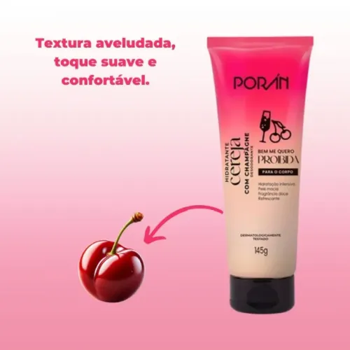Creme Hidratante Porán 145g Cereja/morango/pêssego Cereja Com Champagne