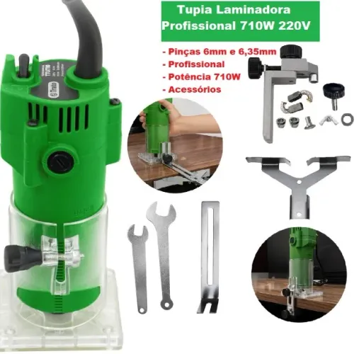 Tupia Laminadora Elétrica 710W Profissional da Trato com Pinças 6mm e 6,35mm 220V Garantia
