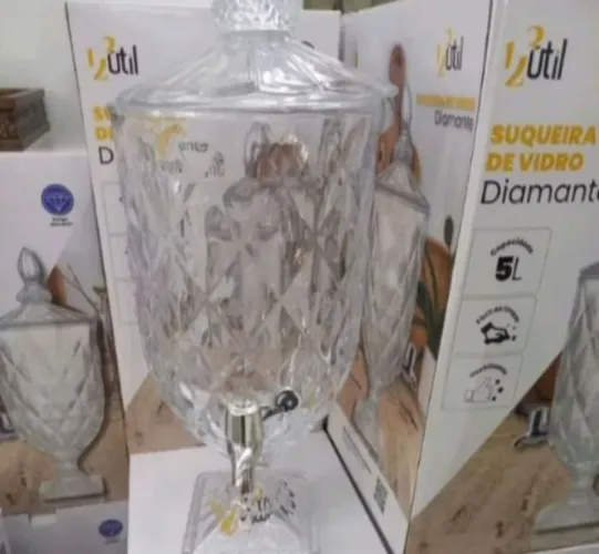 Suqueira de vidro com torneira 5 litros 