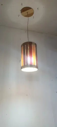 Luminária em madeira com marchetaria 60,00 por 25,00