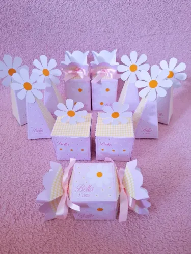 Lembrancinhas Festa Infantil caixinhas margarida flor