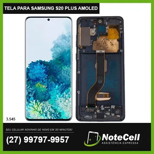Tela Display Para Samsung S20 Plus Super Amoled  3.545  Biometria Ok- Similar a Original 