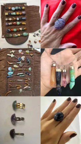 Anel ou pingente de pedra rolada natural ou lapidação simples - vários modelos - ajustável