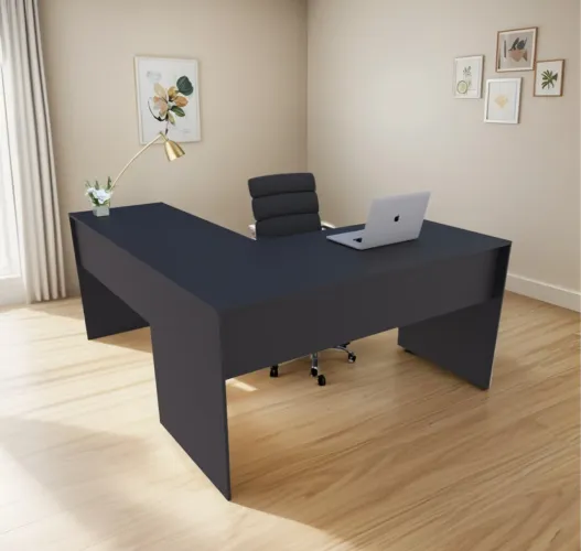 Mesa em L 1.70x1.60 de Escritório em L Preta - LOJA IKONMIXOFFICE 