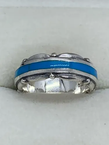Anel de Prata com design Azul turquesa