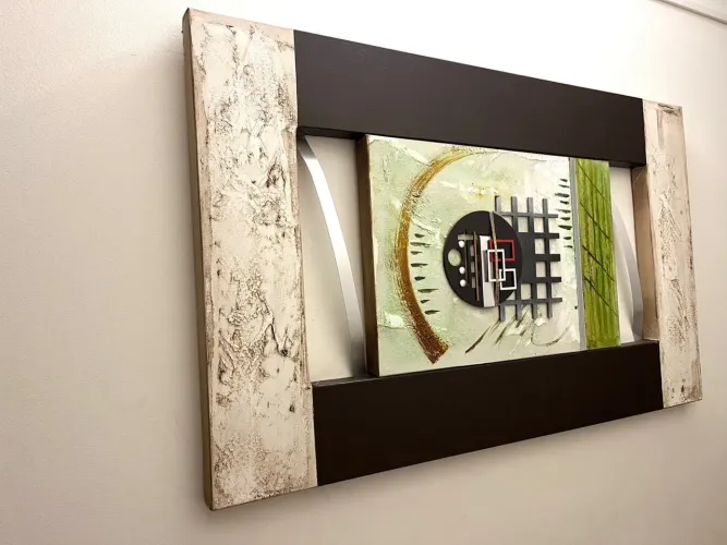 Quadro arte abstrata mista, medida 1,15 x 70cm