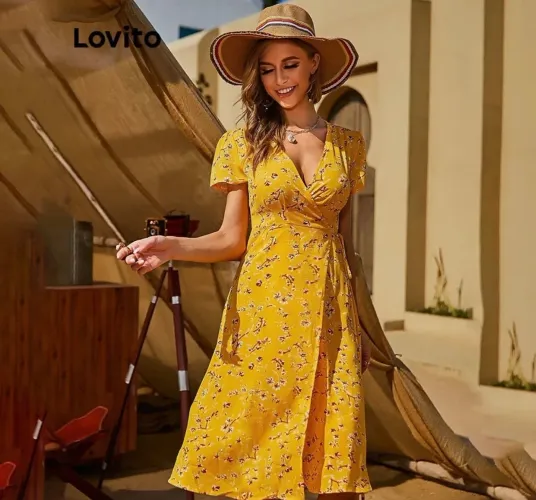 Vestido amarelo floral