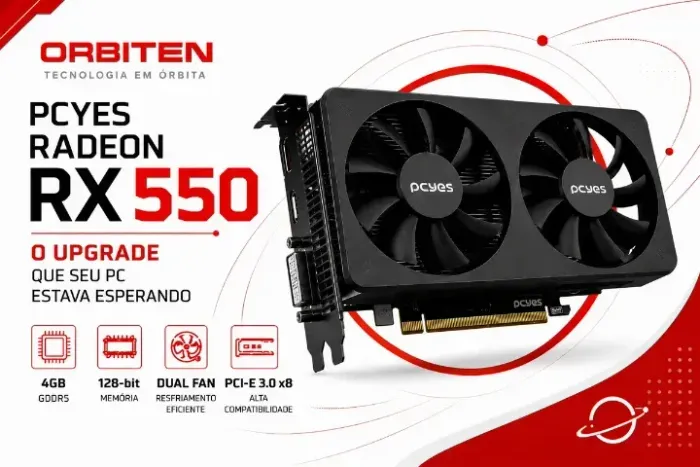 Placa De Vídeo Pcyes Radeon Rx550 4gb Gddr5 Hdmi/dp/dvi Amd