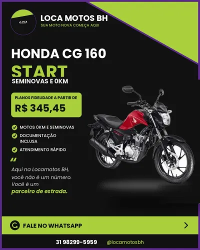 ALUGUEL DE MOTO / LOCAÇÃO /PLANO FIDELIDADE /MOTOS ZERO E SEMINOVAS