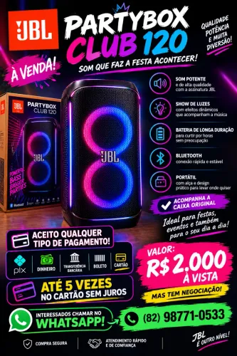 JBL PARTYBOX CLUB 120 ? SOM POTENTE E QUALIDADE JBL! ?