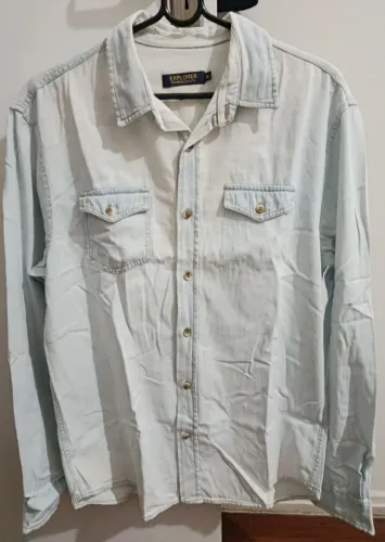 CAMISA JEANS MANGA LONGA MASCULINA TAM. M