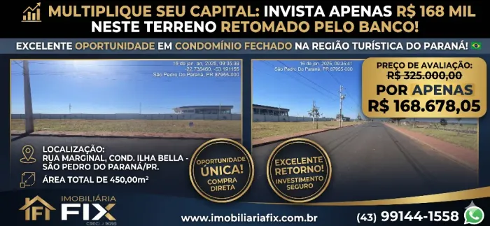 ? MULTIPLIQUE SEU CAPITAL: INVISTA APENAS R$ 168 MIL NESTE TERRENO RETOMADO PELO BANCO!