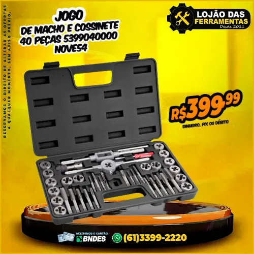 Jogo de Macho e Cossinete 40 Peças * Nove54