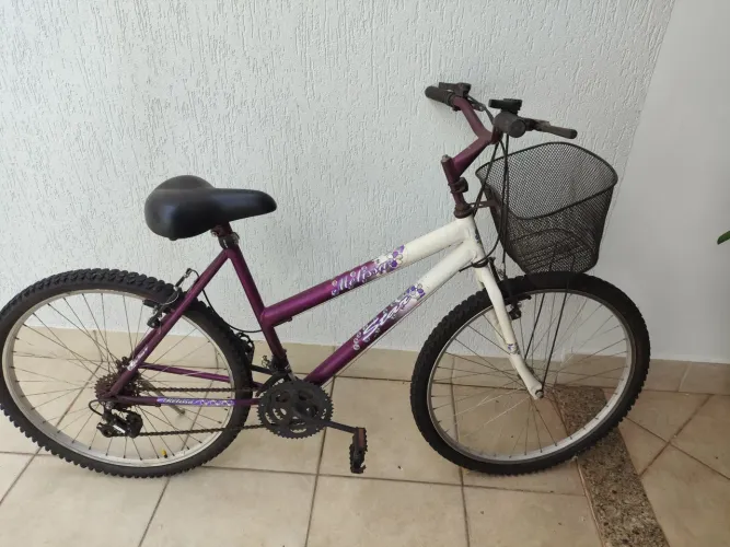 Bicicleta feminina com cesto