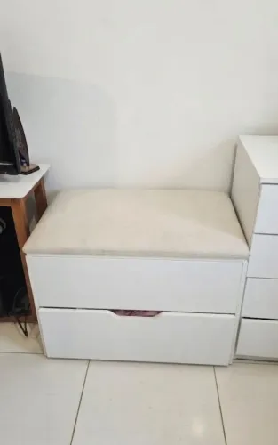 Bau Puff Baixo com Gavetão em MDF