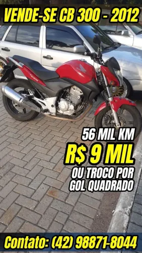 VENDO CB 300 2012 9 MIL ou troco por gol quadrado