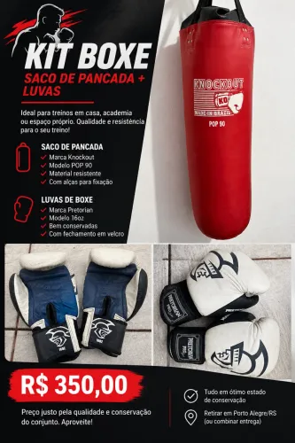 KIT BOXE - SACO DE PANCADA + LUVAS 16oz