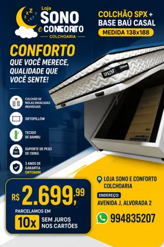 Cama baú Ortobom com painel cabeceira de brinde