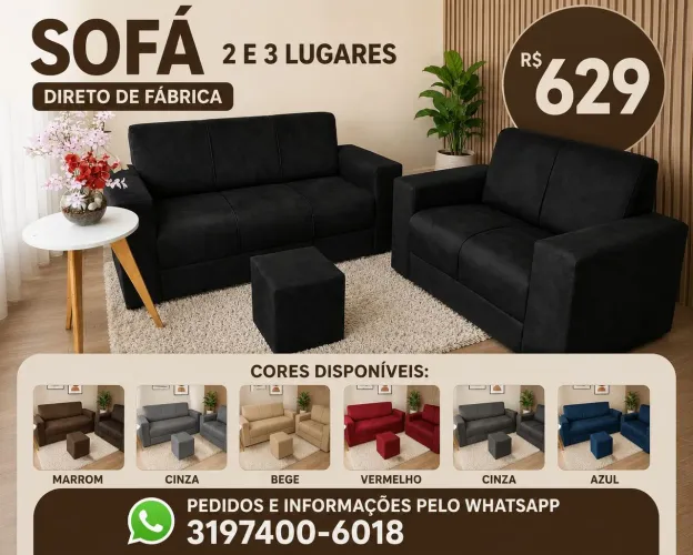 Conjunto sosa 2 e 3 lugares, novo varias cores
