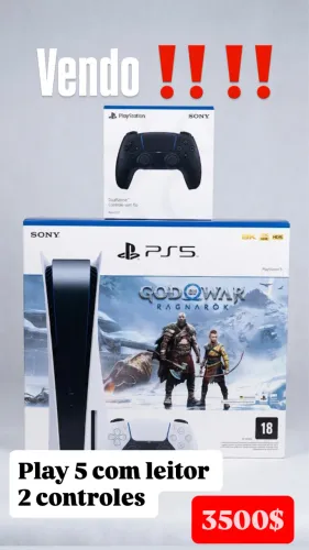 PS5 fat completo, com dois controles