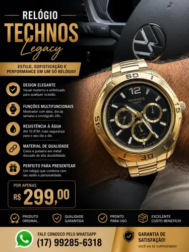 Relógio Technos Legacy Dourado - Masculino