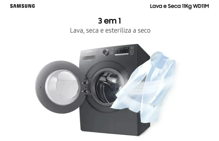 Lava e Seca Samsung 11kg WD11M (Digital Inverter Lava, Seca e Esteriliza a seco)