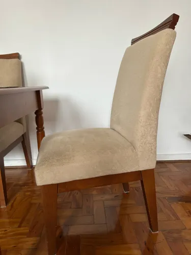 Conjunto de 4 Cadeiras madeira estofado suede