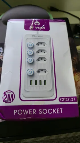 Extensão de Energia Moderna com USB - Novo