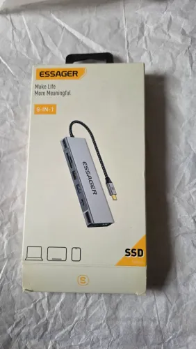 Adaptador Hub Usb C Essager Porta Ssd M2 Nvme Hdmi Cor Cinza