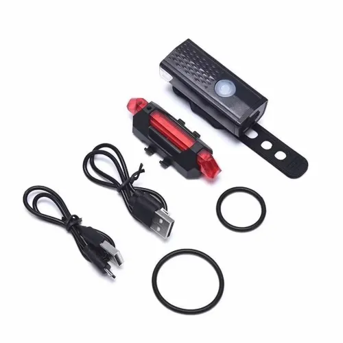 Kit Farol e Lanterna Pisca Recarregável para Trilha Bike Impermeável 