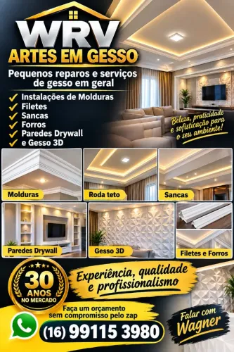 Gesso - pequenos reparos e serviços de gesso em geral