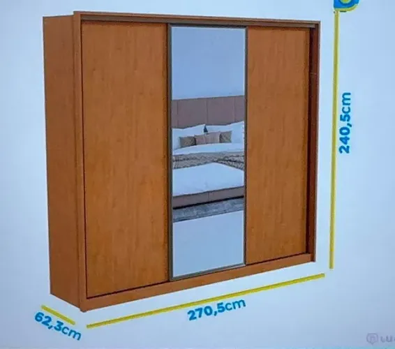 Guarda-Roupa Casal 2,70m Novo na Caixa | Espelho | 6 Gavetas