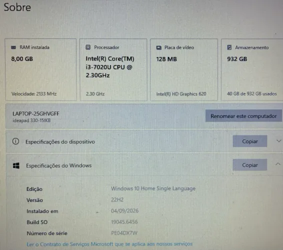 VENDO NOTEBOOK LENOVO + CARREGADOR