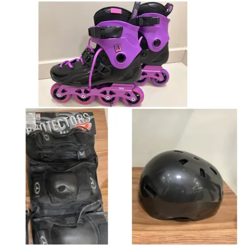 Patins Freestyle Flying Eagle BKB B3S+ kit de proteção Traxart + capacete
