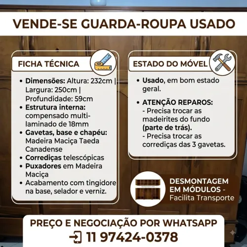Guarda roupa casal - usado