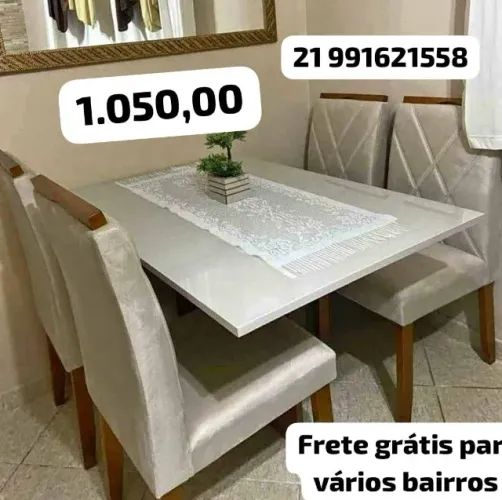 MESA DE JANTAR VÁRIOS TAMANHOS COM 4 OU 6 CADEIRAS EM PROMOÇÃO TAMNPO COM VIDRO