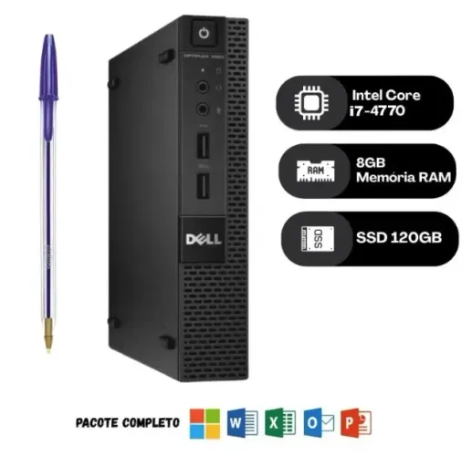 Mini PC Dell Optiplex 3020 Intel Core i7 4ª geração 8GB RAM SSD 120GB