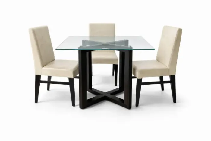 Mesa de Jantar com Tampo de Vidro + 4 Cadeiras Estofadas - Moderna e Elegante