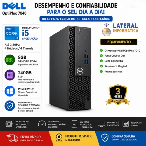 Computador Dell Optiplex 7040 i5 6ª gen 8gb ssd 240 windowns 11