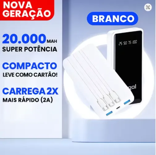 Carregador Portátil 20000mAh Design Único e Compacto Bateria de Grande Duração Para Aventu