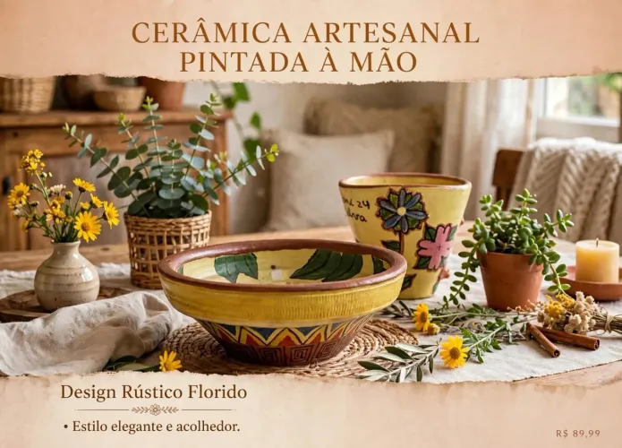 Prato e vaso decorativos
