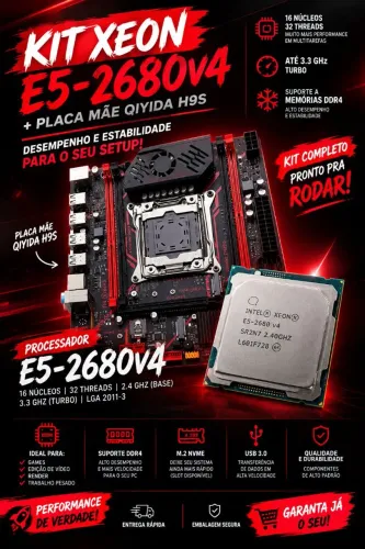 Placa mãe x99 H9S + xeon E5 2680v4 14/28 3.3ghz