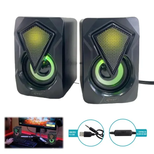 Mini Caixa de Som Para PC/Notebook com Led RGB 6W - Knup