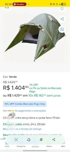 Barraca de camping trilhas e rumos super esquilo 4