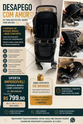 CARRINHO BRAVO + BEBÊ CONFORTO 