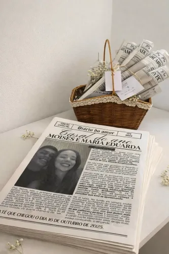 Jornal personalizado para casamento