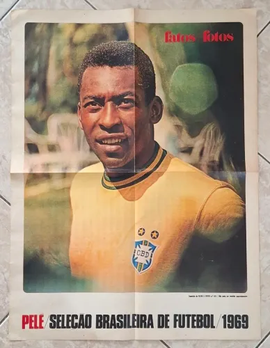 Pôster Pelé de 1969 com 67 X 50 cm Raro e em Muito Bom Estado