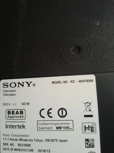 : : "TV Sony Bravia 4K KD-49X8096F com Defeito na Tela (Para Retirada de Peças
