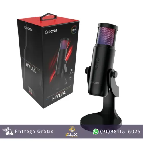 Microfone Gamer Rgb Condensador Usb Hylia Pcyes - Mghyrgb *ENTREGA GRÁTIS*